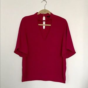 Hot Pink Choker Neck Top